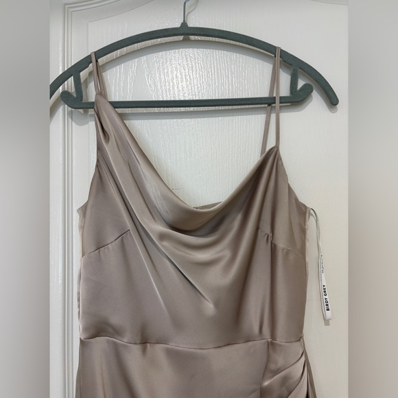 Birdy Grey Bridesmaid Dress Taupe Satin Maxi Gown | Size Small - Picture 2 of 6